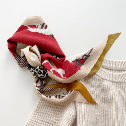 Red Black Leopard Charm Cashmere Scarf - Women's Luxury Silk Blended Scarf