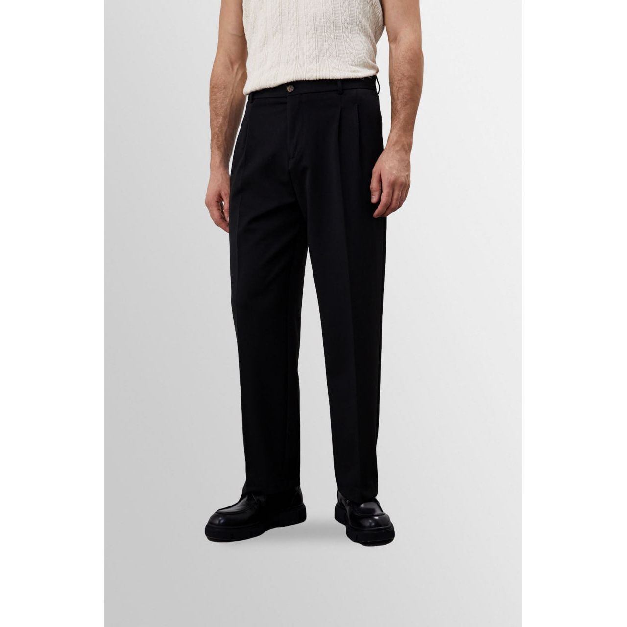 High-Waist Pleated Trousers