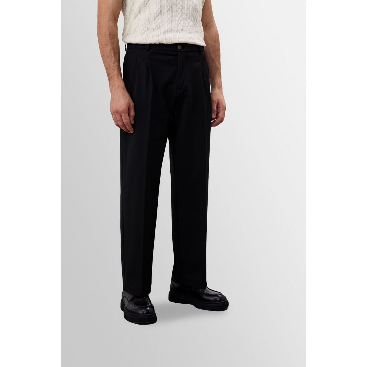 High-Waist Pleated Trousers
