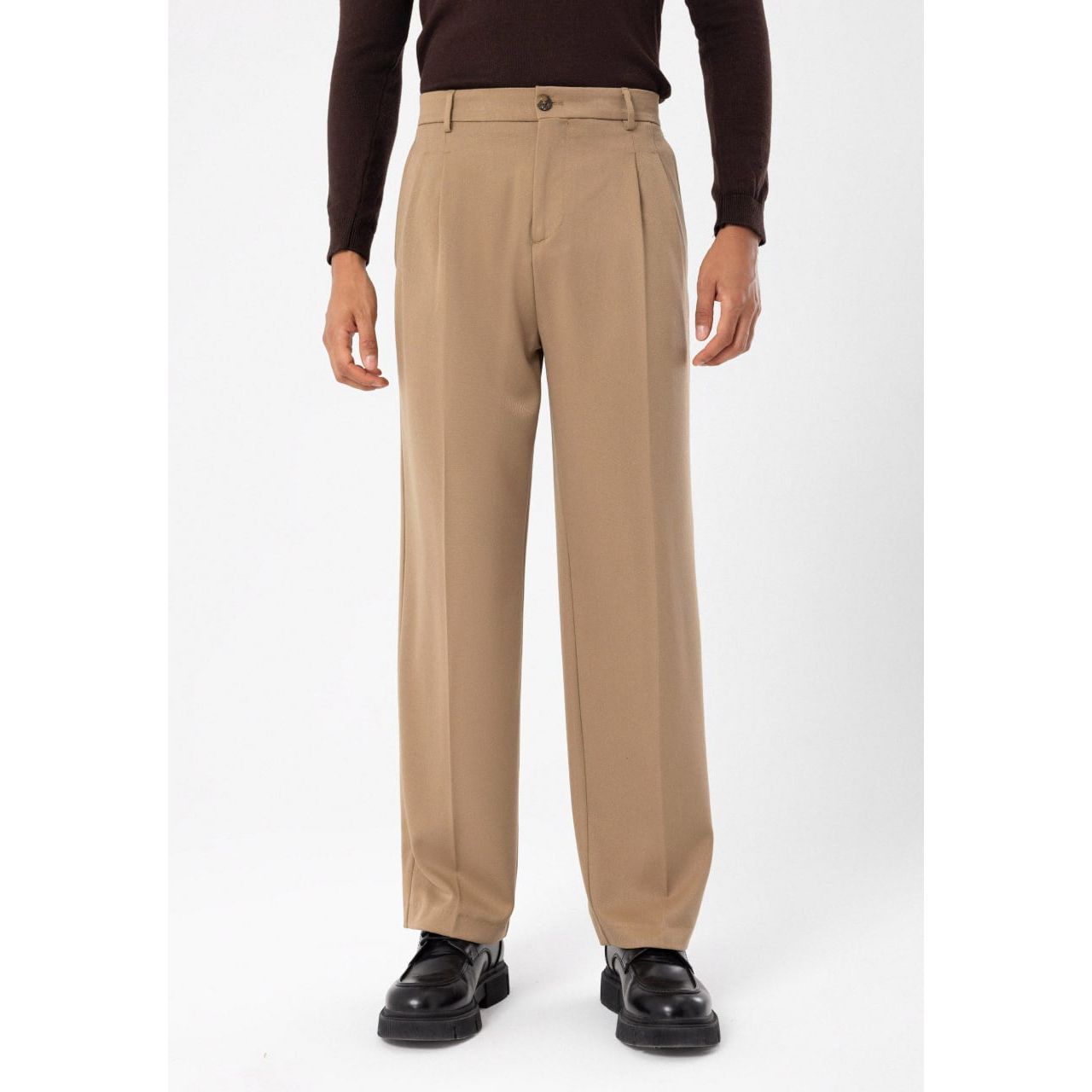High-Waist Pleated Trousers
