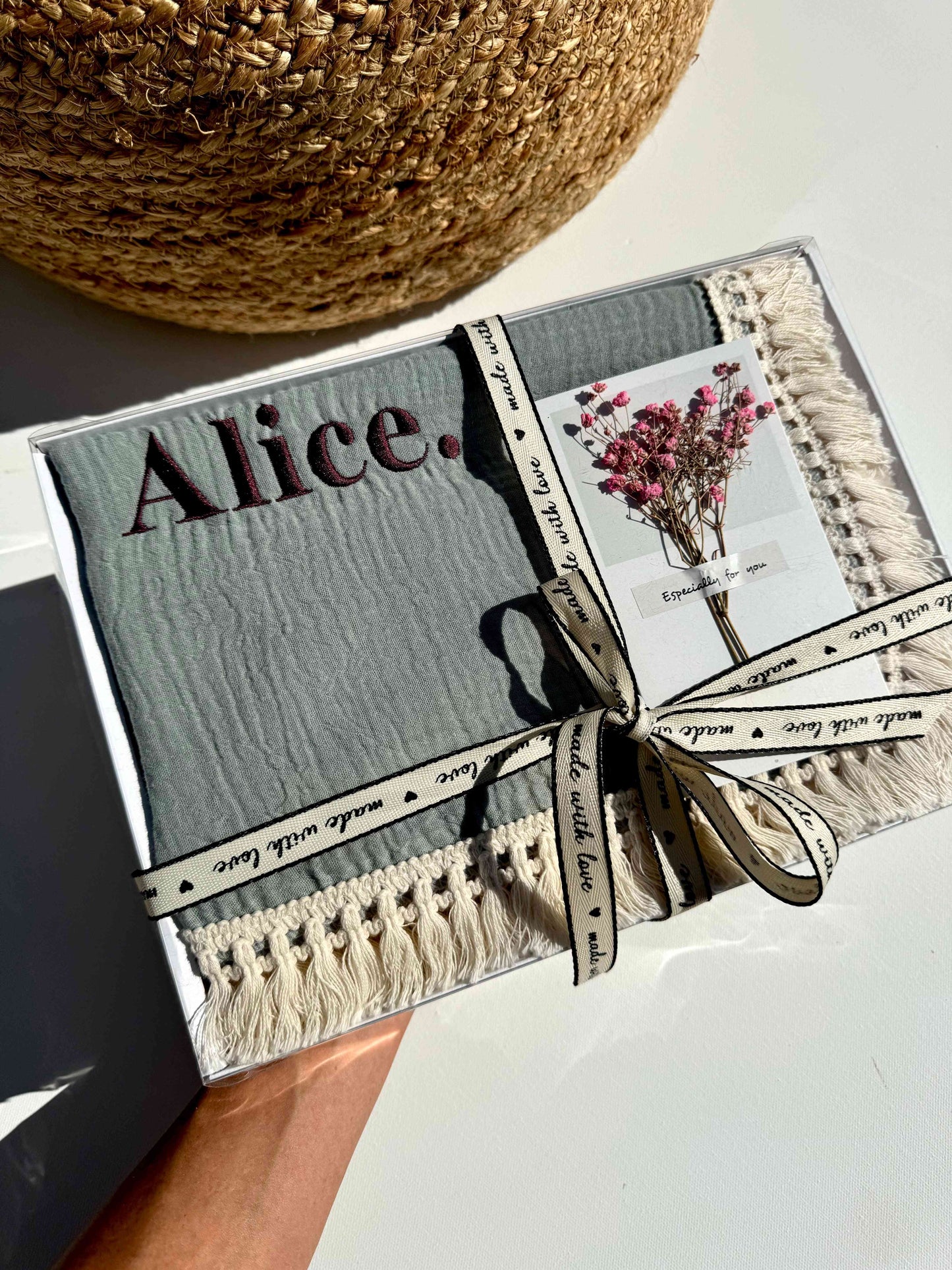 Dusty Pink Personalized Muslin 100% Cotton Blanket