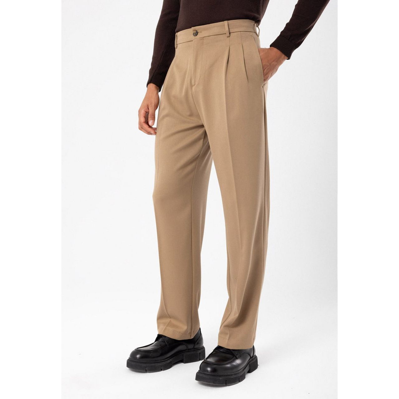 High-Waist Pleated Trousers