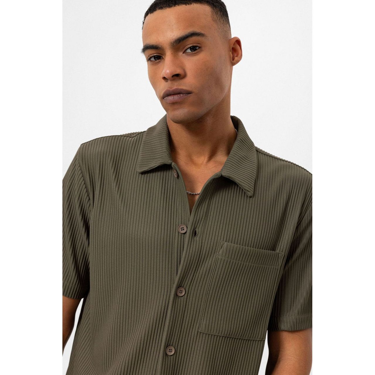 T-shirt côtelé à manches courtes pour homme