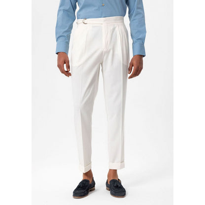 High Waist Buckle Closure Pleated Men’s Trousers