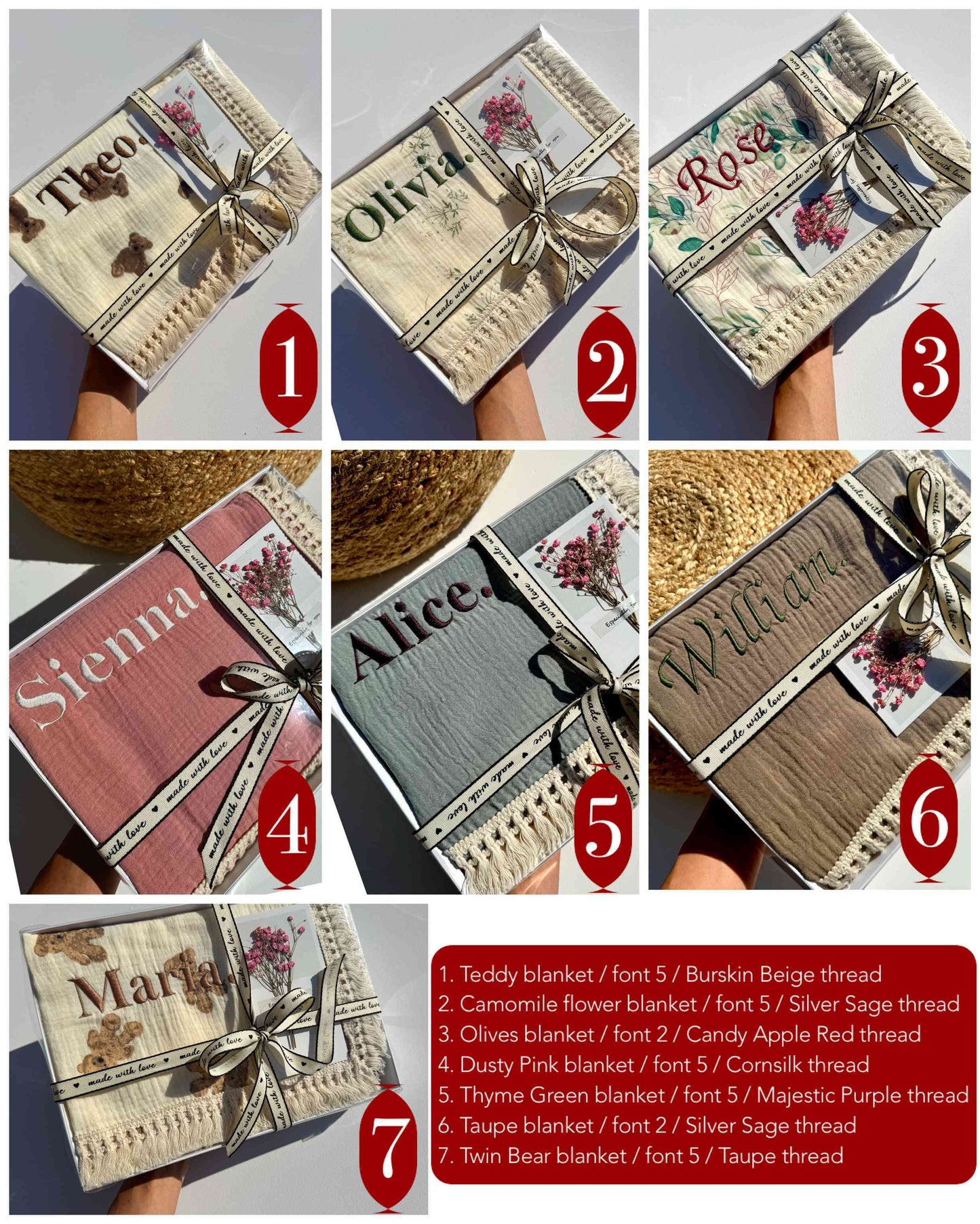 Dusty Pink Personalized Muslin 100% Cotton Blanket