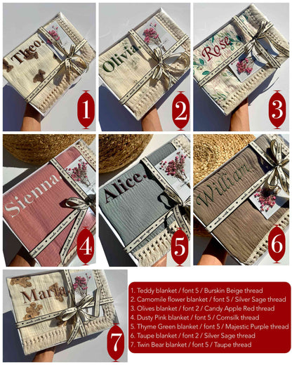 Dusty Pink Personalized Muslin 100% Cotton Blanket