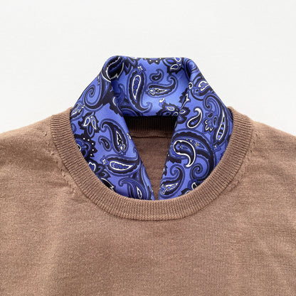 Classic Paisley Silk Scarf - 53cm Hand-rolled Men's Neckerchief