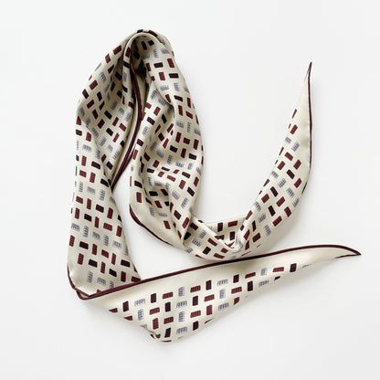 Geometric Chocolate Bar Silk Scarf – Hand-Rolled Neck Scarf for Women