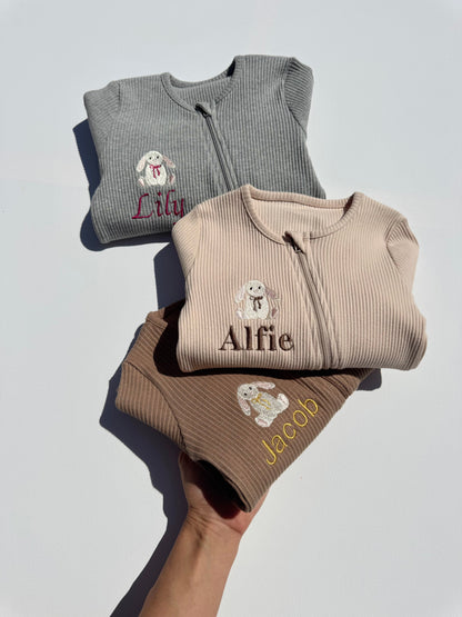 Bunny Theme Personalised Zip Romper