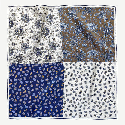 Heritage Patchwork Men's Square Silk Neckerchief Scarf – 53cm