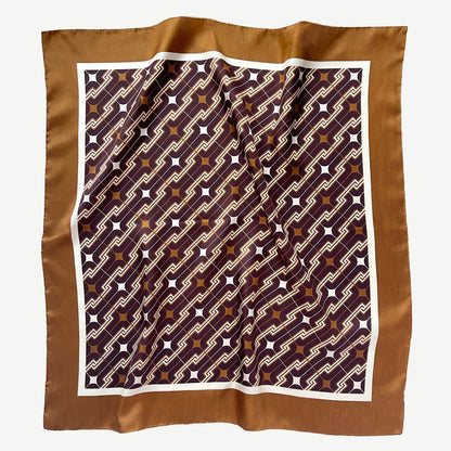 Retro Geometric Silk Square Scarf - 65cm Double-Sided Print Men's Square Neckerchief