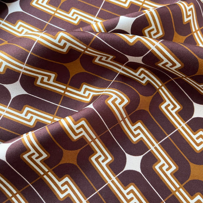 Retro Geometric Silk Square Scarf - 65cm Double-Sided Print Men's Square Neckerchief