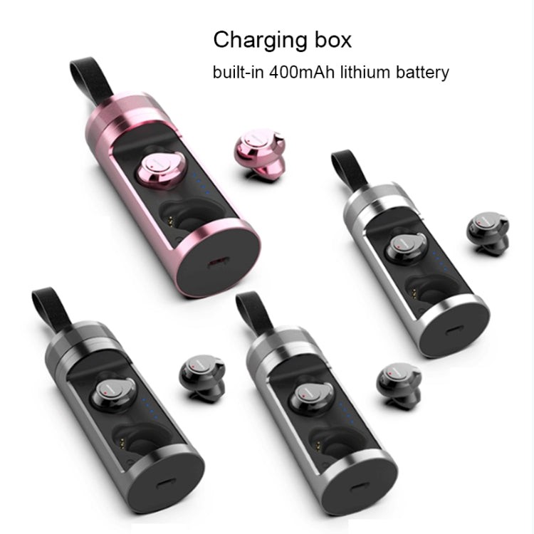 SARDiNE F8 TWS Bluetooth V5.0 Wireless Stereo Earphones with Charging Box(Rose Gold)