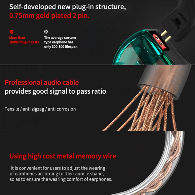 KZ AS10 Écouteurs intra-auriculaires HiFi à 10 transducteurs à armature équilibrée avec microphone (rouge)