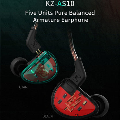 KZ AS10 Écouteurs intra-auriculaires HiFi à 10 transducteurs à armature équilibrée avec microphone (rouge)