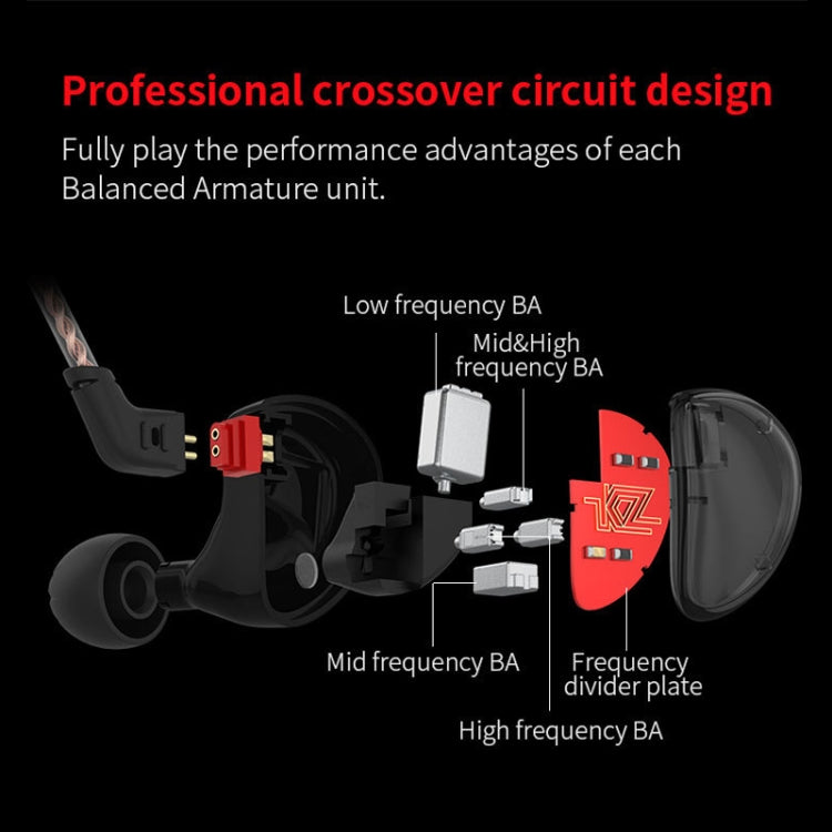 KZ AS10 Écouteurs intra-auriculaires HiFi à 10 transducteurs à armature équilibrée avec microphone (rouge)