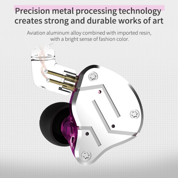 KZ ZSN Cercle Fer Mobile Fer Quadri-Cœur Filaire Contrôle Intra-Auriculaire Écouteur HiFi Bass Mega sans Micro (Violet)