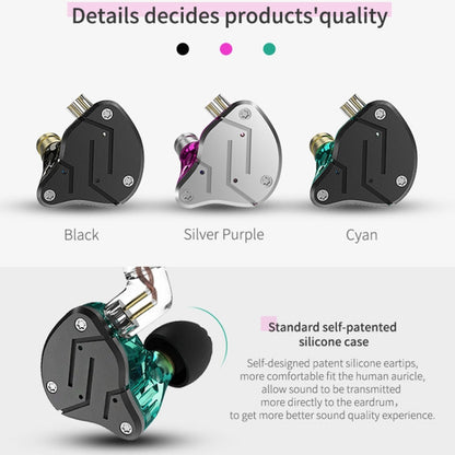 KZ ZSN Cercle Fer Mobile Fer Quadri-Cœur Filaire Contrôle Intra-Auriculaire Écouteur HiFi Bass Mega sans Micro (Violet)