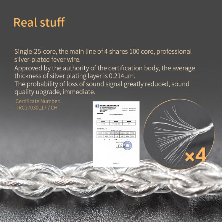 KZ 8 Pin Oxygen-free Copper Silver Plated Upgrade Cable for Most MMCX Interface Earphones(White)