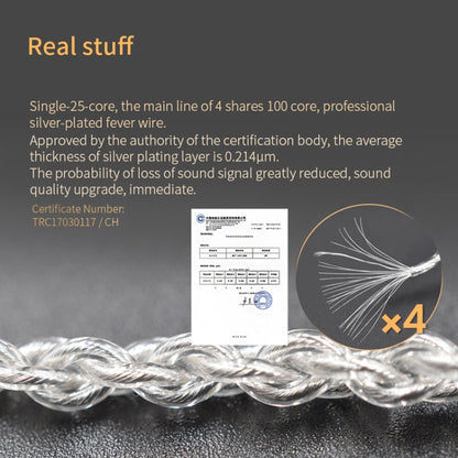 KZ 8 Pin Oxygen-free Copper Silver Plated Upgrade Cable for Most MMCX Interface Earphones(White)