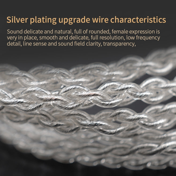 KZ C 8 Pin Oxygen-free Copper Silver Plated Upgrade Cable for KZ ZSN Earphones(White)
