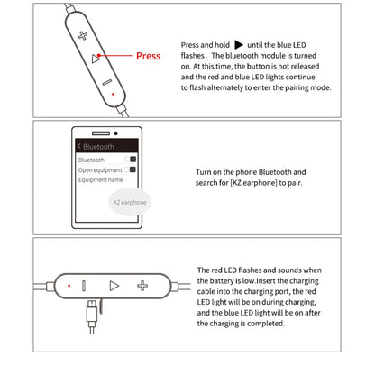 KZ Waterproof High Fidelity Bluetooth Upgrade Cable for KZ ZST / ZS10 / ES4 / ES3 / ZSR Earphones(Black)