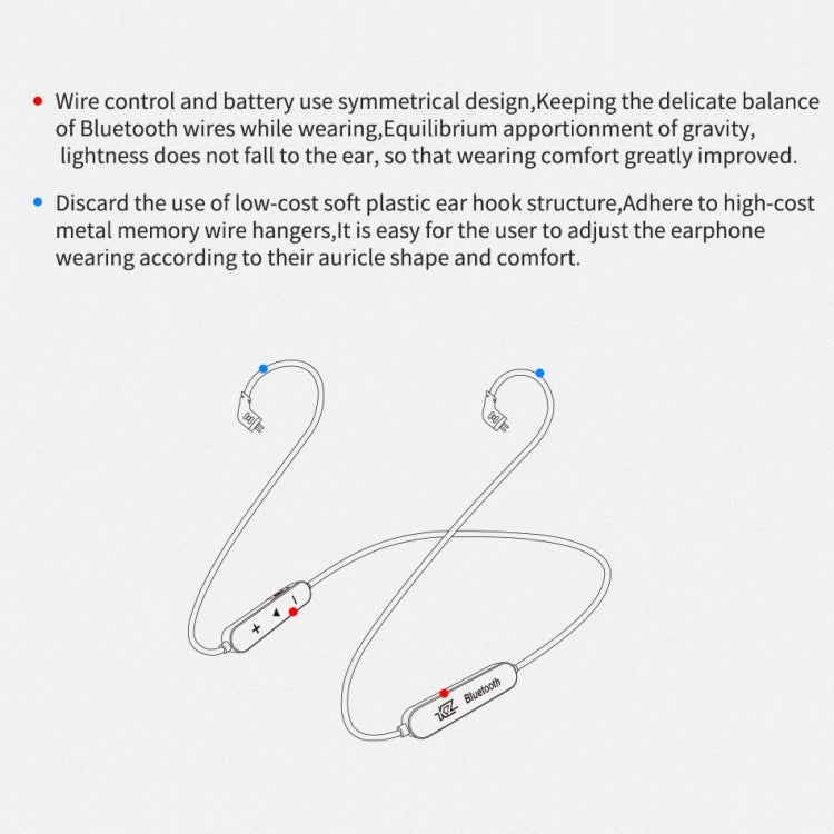 KZ Waterproof High Fidelity Bluetooth Upgrade Cable for KZ ZSN Earphones(Black)