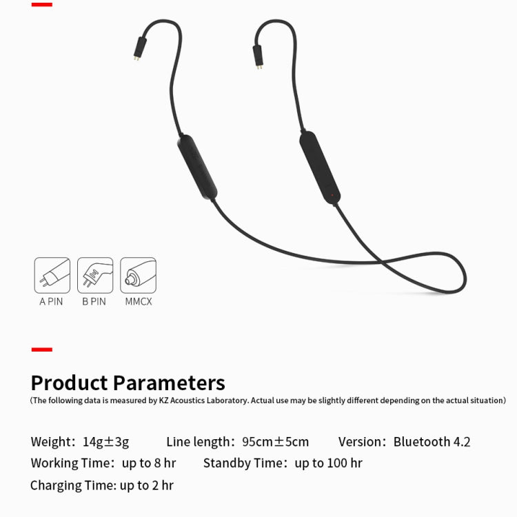 KZ Waterproof High Fidelity Bluetooth Upgrade Cable for KZ ZSN Earphones(Black)