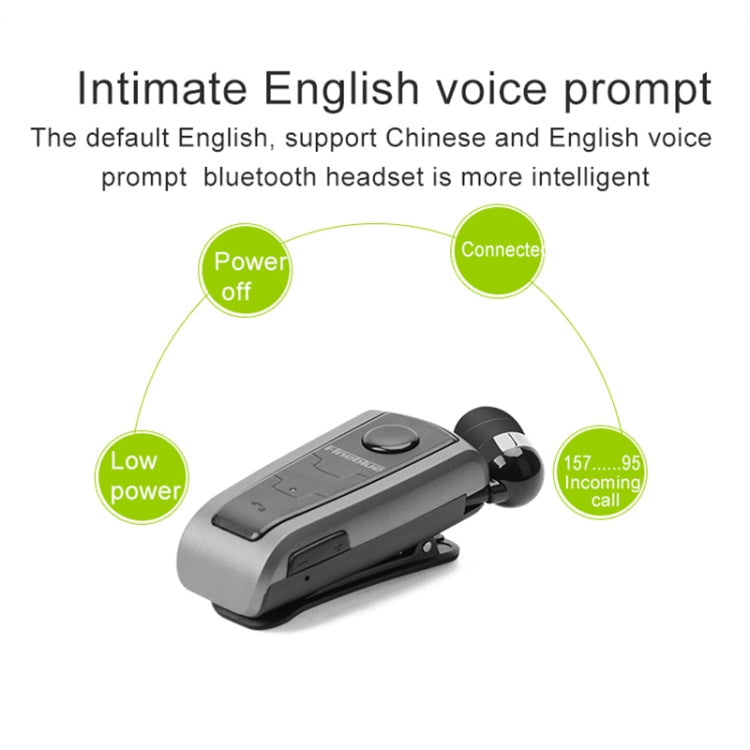 Fineblue F910 CSR4.1 Retractable Cable Caller Vibration Reminder Anti-theft Bluetooth Headset(Silver)