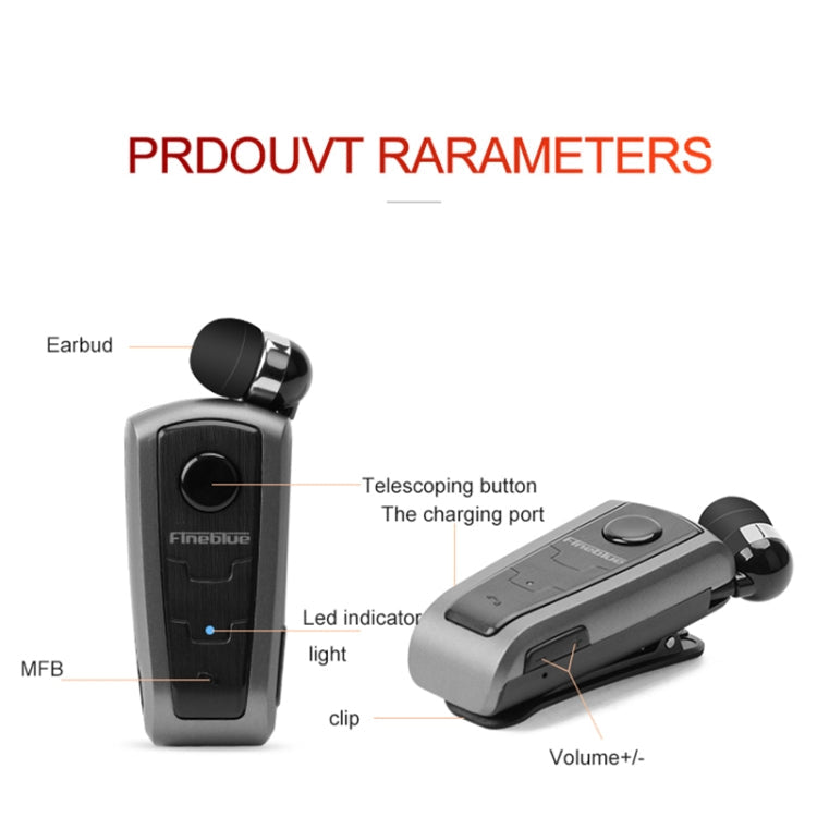 Fineblue F910 CSR4.1 Retractable Cable Caller Vibration Reminder Anti-theft Bluetooth Headset(White)