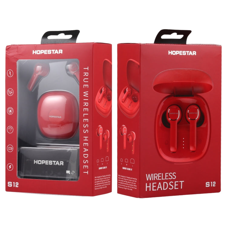 HOPESTAR S12 Bluetooth 5.0 True Wireless Bluetooth Earphone (Red)
