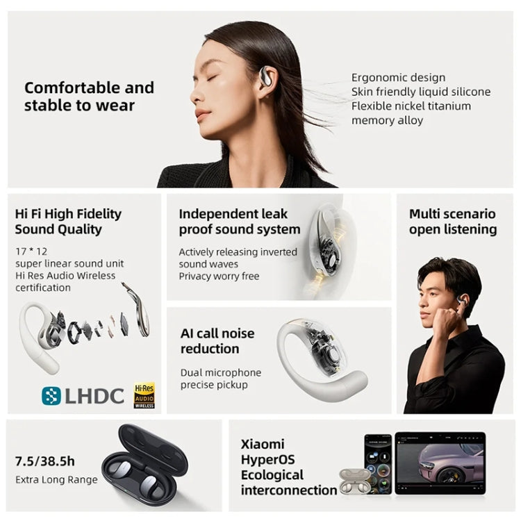 Écouteurs sans fil Bluetooth 5.3 Open-Ear Xiaomi d'origine (Or)