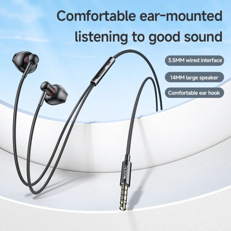 Yesido YH47 3.5mm Metal Line-Control In-Ear Wired Earphone, Length: 1.2m (Black)