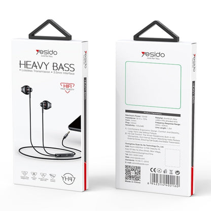 Yesido YH47 3.5mm Metal Line-Control In-Ear Wired Earphone, Length: 1.2m (Black)