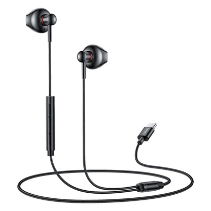 Écouteurs intra-auriculaires filaires Yesido YH49 Type-C avec contrôle de ligne, longueur : 1,2 m (noir)