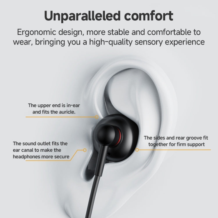 Écouteurs intra-auriculaires filaires Yesido YH49 Type-C avec contrôle de ligne, longueur : 1,2 m (noir)