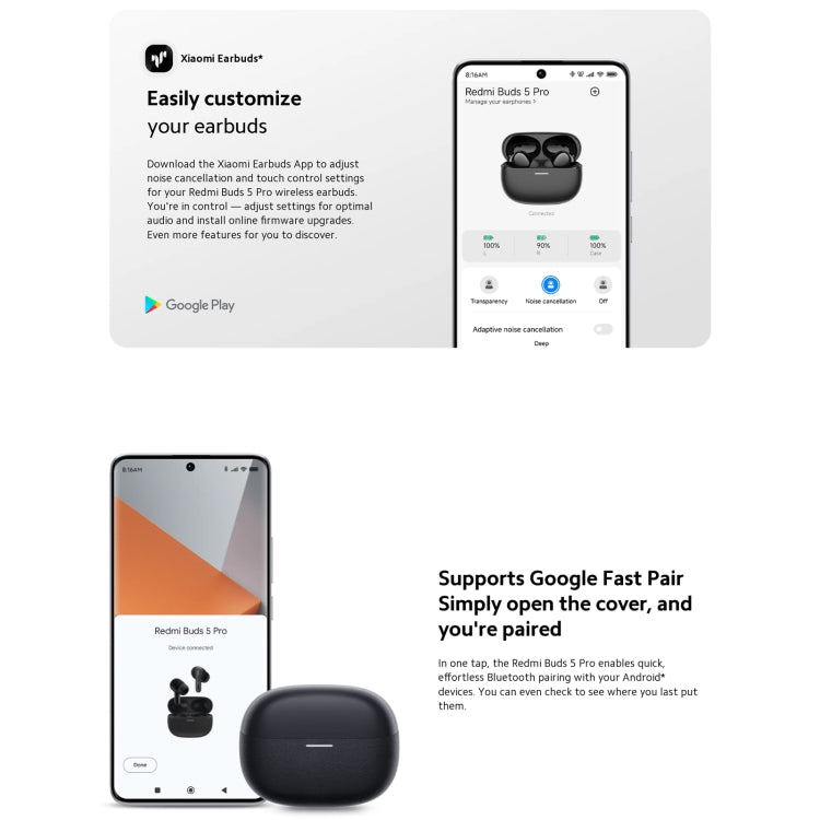 Original Xiaomi Redmi Buds 5 Pro Wireless Bluetooth Earphone (White)