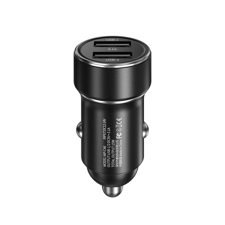 WK WP-C46 Chargeur de voiture double USB 15 W Vieyie de la série Staroad (Noir)