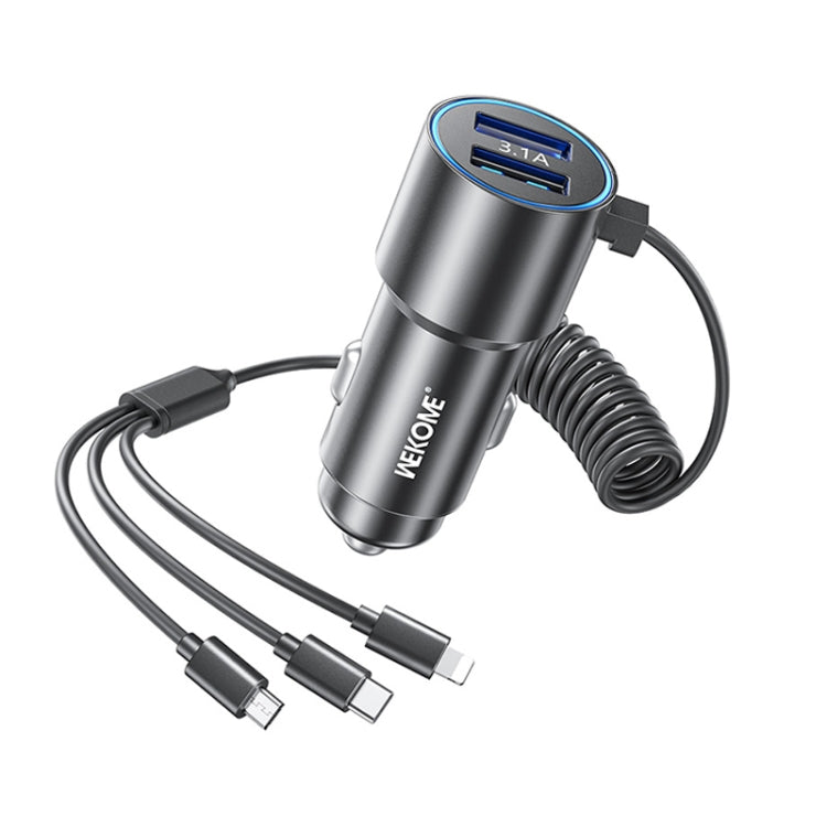 Chargeur de voiture rapide double USB 33 W 3-en-1 filaire WK WP-C44 Pop Digital Series Ciahung (Noir)