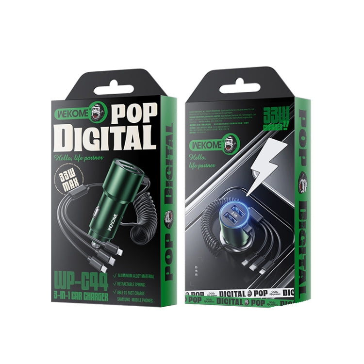 Chargeur de voiture rapide double USB 33 W 3-en-1 filaire WK WP-C44 Pop Digital Series Ciahung (Noir)
