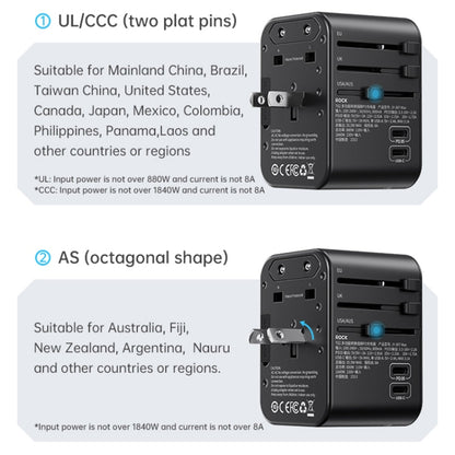 ROCK T62 35.5W Global Travel Multifunctional Plug PD Charger Power Adapter(Black)