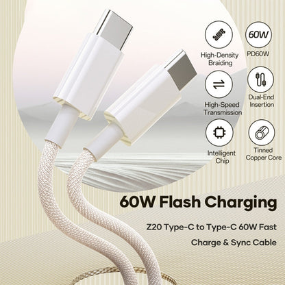 ROCK Z20 1m PD60W USB-C / Type-C to USB-C / Type-C Fast Charging Data Cable
