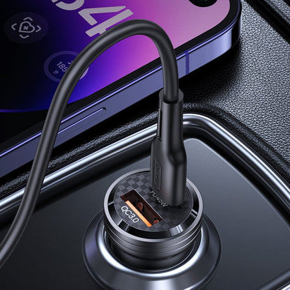 Chargeur de voiture mini USAMS US-CC175 C35 45 W en alliage d'aluminium transparent à double port USB (noir)