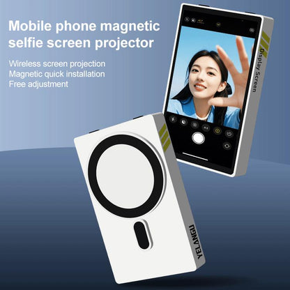 YELANGU TP01 Moniteur Selfie Magnétique Arrière pour Smartphone, Sans Fil, Partage d'écran (Blanc)