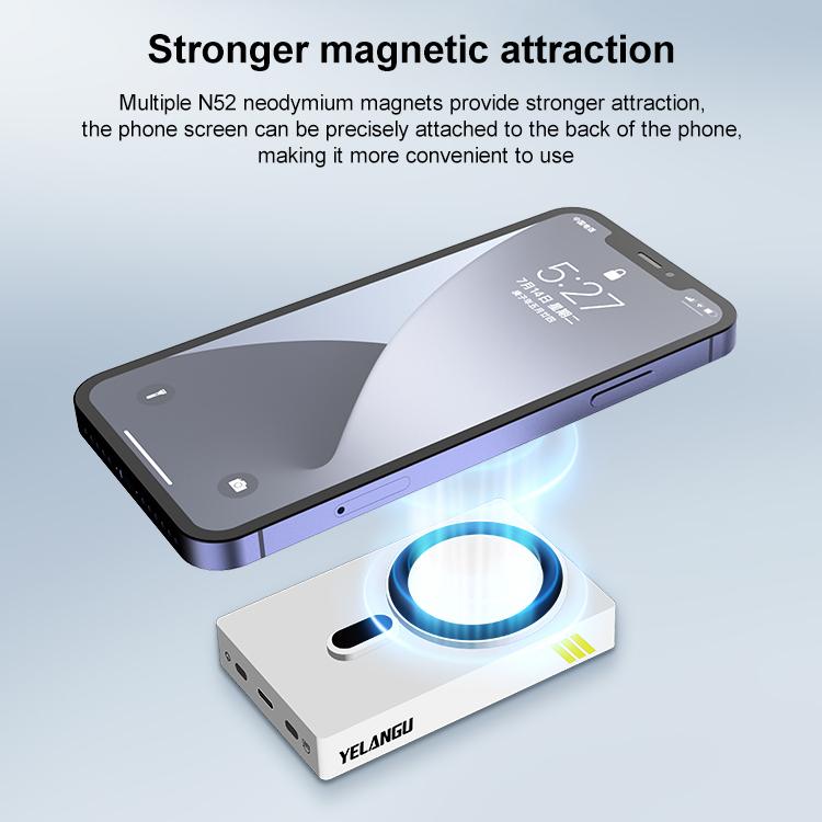 YELANGU TP01 Moniteur Selfie Magnétique Arrière pour Smartphone, Sans Fil, Partage d'écran (Blanc)