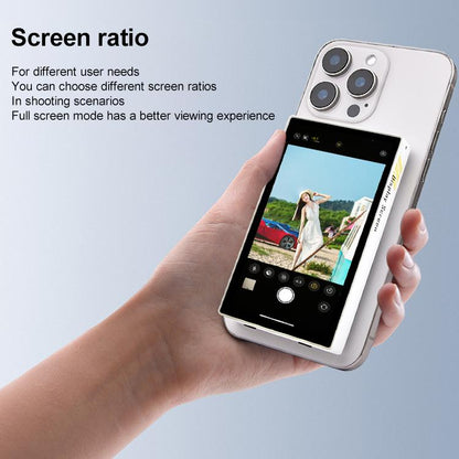 YELANGU TP01 Moniteur Selfie Magnétique Arrière pour Smartphone, Sans Fil, Partage d'écran (Blanc)