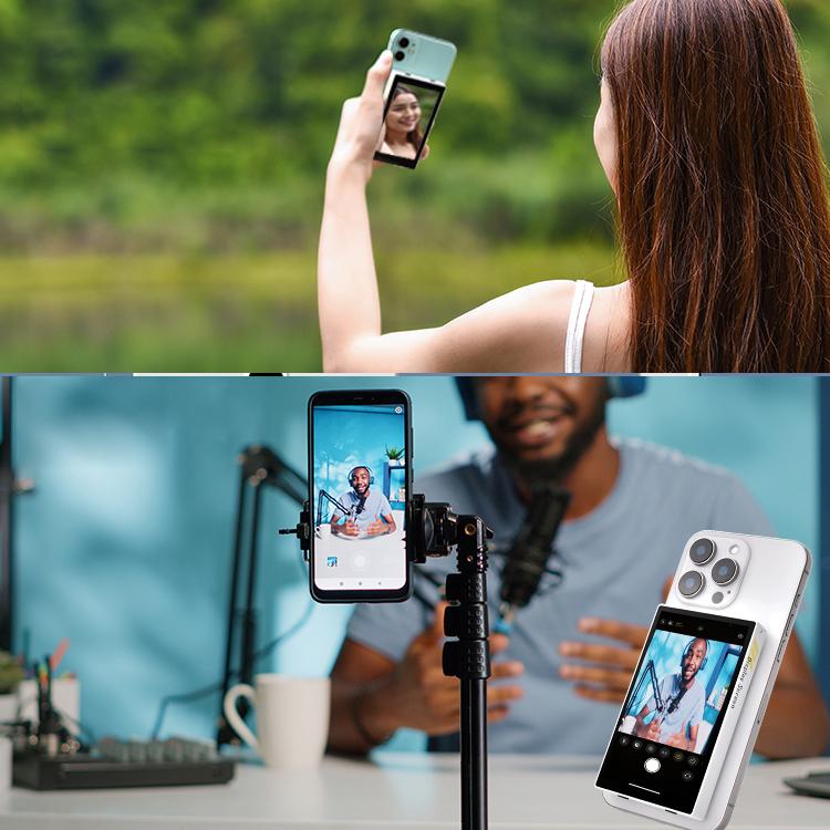 YELANGU TP01 Moniteur Selfie Magnétique Arrière pour Smartphone, Sans Fil, Partage d'écran (Blanc)