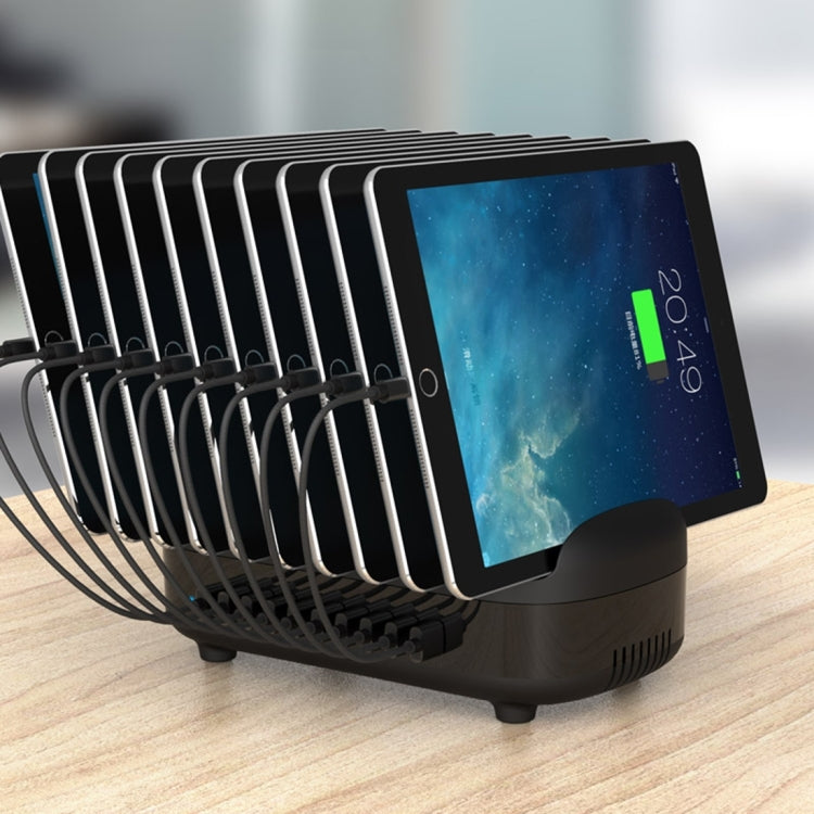 Station de charge intelligente ORICO DUK-10P 120W à 10 ports USB avec support pour téléphone et tablette, prise AU (noir)