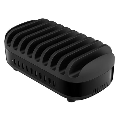 Station de charge intelligente ORICO DUK-10P 120W à 10 ports USB avec support pour téléphone et tablette, prise AU (noir)