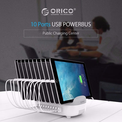 Station de charge intelligente ORICO DUK-10P 120W à 10 ports USB avec support pour téléphone et tablette, prise AU (noir)